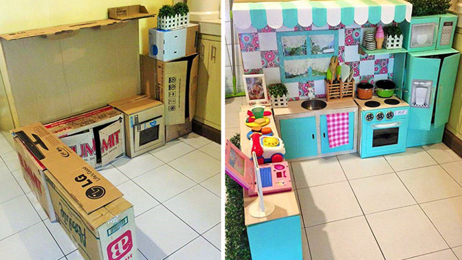 I z obyčejných kartonových krabic lze vytvořit úžasné věci.