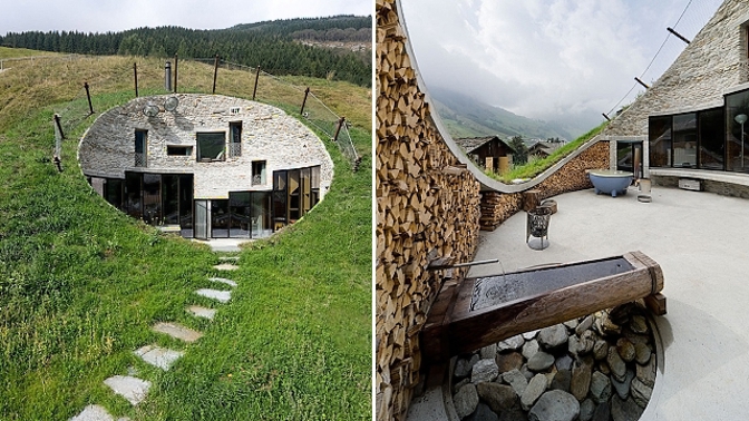 Tento atypický dům je pořádně vidět jen z ptačí perspektivy.