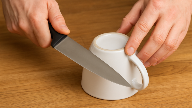 Jak nabrousit nůž doma: pomůže hrnek i obyčejná sůl