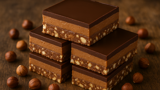 Nepečené řezy z piškotů a oříšků – rychlý dezert plný chuti