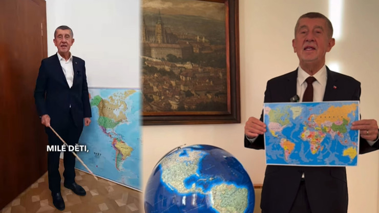 Babiš pokračuje v šaškování s globusem: Stylizoval se do učitele zeměpisu a obkresloval Grónsko 