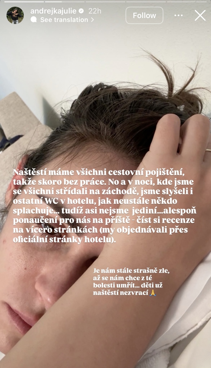 Andrea Nguyen je v nemocnici. S rodinou se otrávili jídlem. 