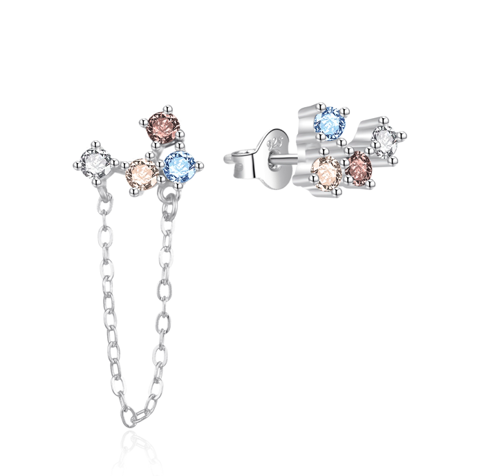 Asymetrické stříbrné náušnice se zirkony, Agato, 650 Kč