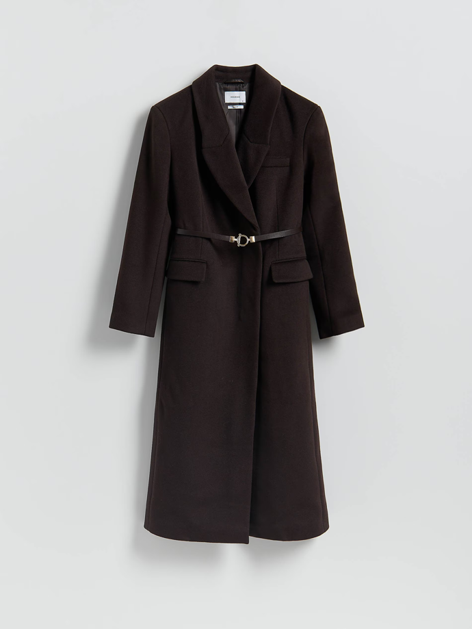 Kabát ze směsi vlny s páskem, Reserved, 2599 Kč