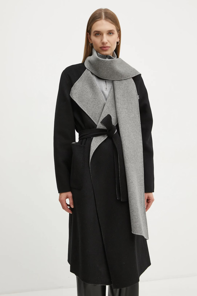 Oboustranný vlněný kabát s šálou a páskem, Karl Lagerfeld, 10499 Kč