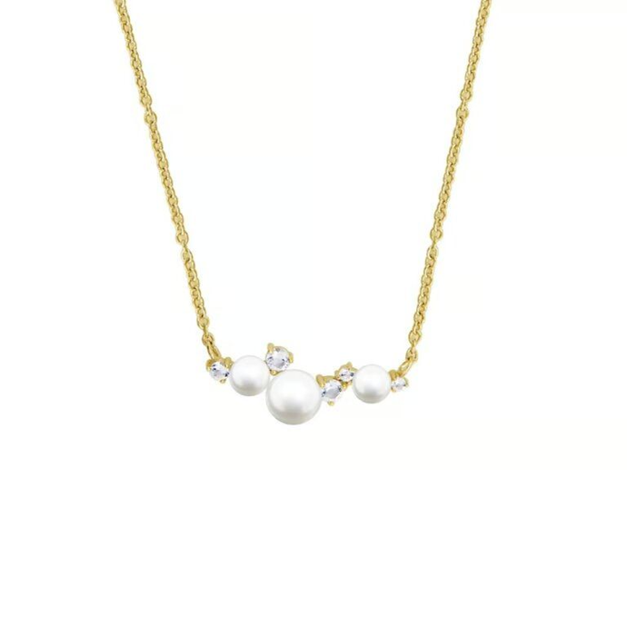 Stříbrný perlový náhrdelník s bílými topazy, Eppi, 4790 Kč
