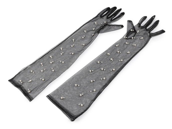 Dlouhé společenské rukavice tylové s perlami, Stoklasa, 182 Kč