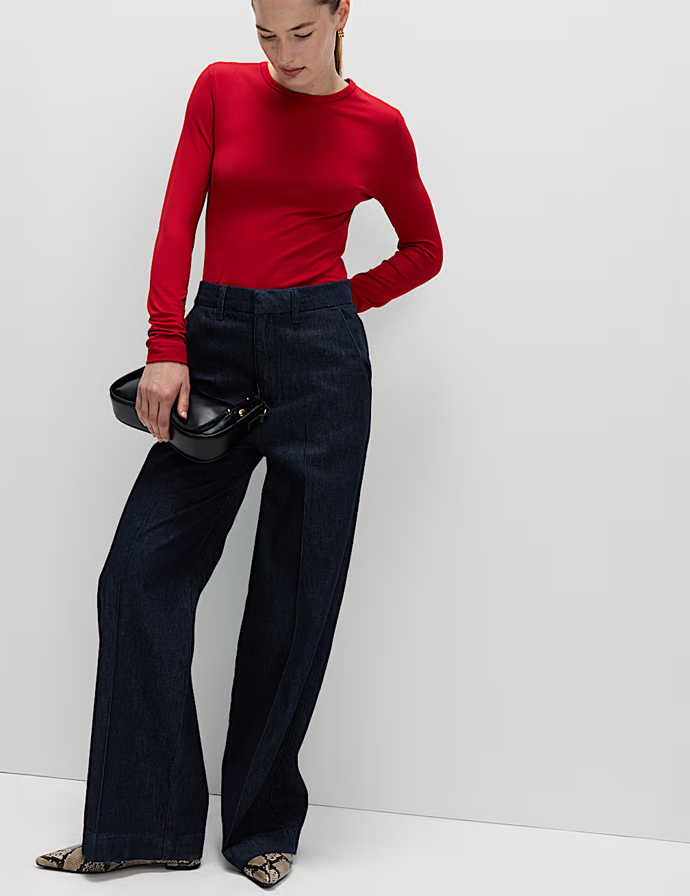 Džínové kalhoty s širokými nohavicemi, Marks&Spencer, 1799 Kč