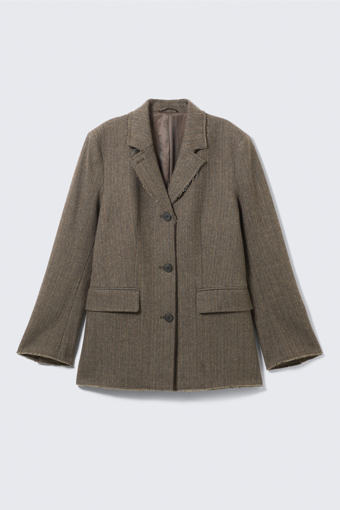 Volný vlněný blazer s herringbone vzorem, WEEKDAY, 2999 Kč