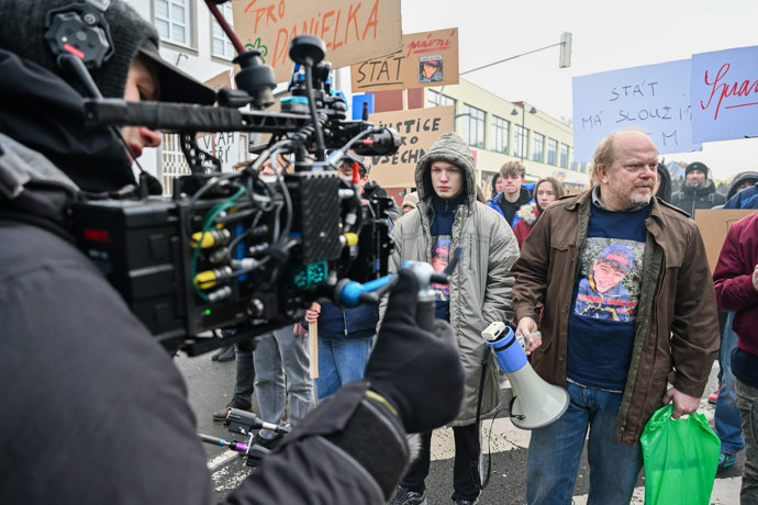 David Novotný při natáčení.