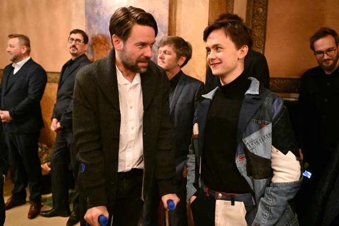 Václav Neužil a Maxmilián Kocek během premiéry Metoda Markovič: Straka.