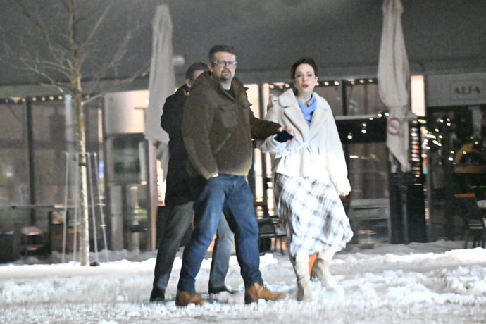 Tereza Kostková na smutečním karu Pavla Nečase.