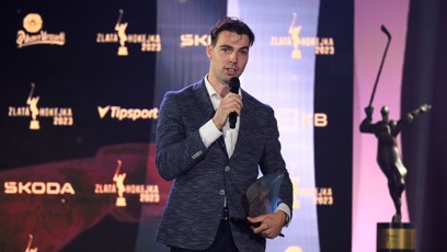 FOTO: Filip Chytil na předávání Zlaté hokejky 2023.