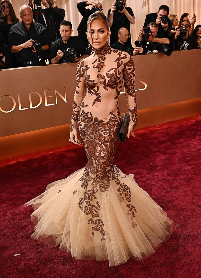 Zpěvačka Jennifer Lopez na Zlatých glóbech.