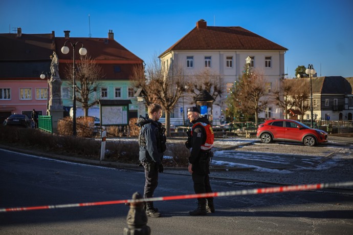 Městečko Chřibská po tragické střelbě.