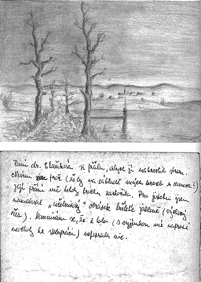 Malba a dopis Vladimíra Tekverka.