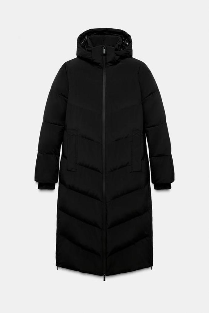 Dlouhý péřový větruvzdorný kabát, Zara, 1999 Kč