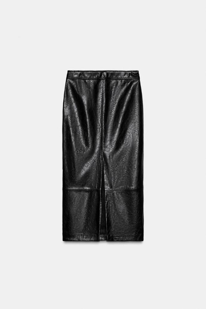 Midi sukně koženého vzhledu, Zara, 699 Kč