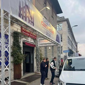 Natáčení Lajny v Miláně. 