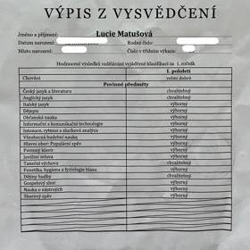 Pololetní vysvědčení Lucie Matušové dokazuje, že návrat ke školním povinnostem proběhl hladce.