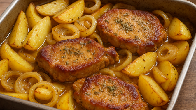 Sedlácké řízky z vepřového s bramborami a majoránkou