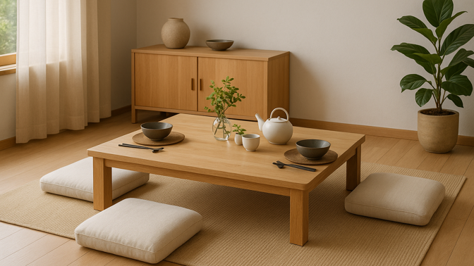 Zapomeňte na židle: Japonské nízké stolky mění způsob, jak doma sedíme i jíme