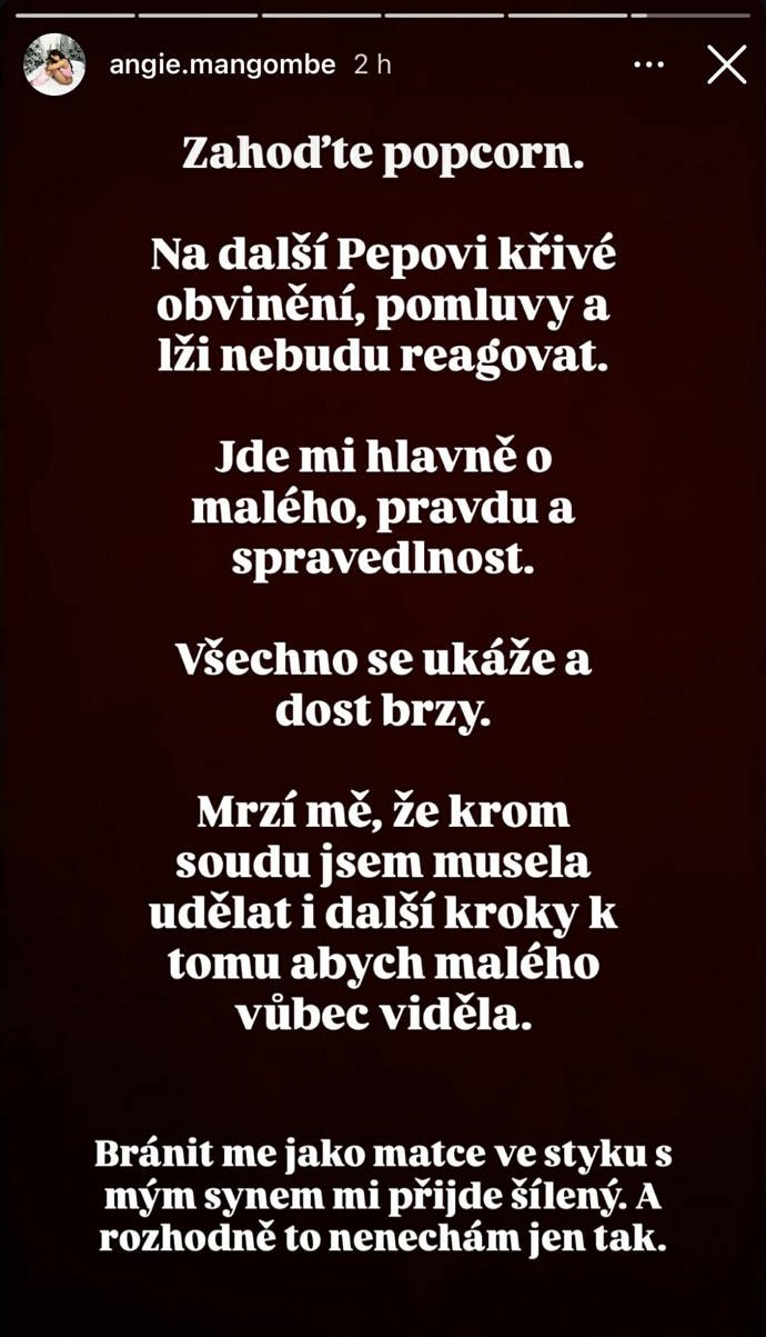 Angie Mangombe dal reagovat nechtěla.