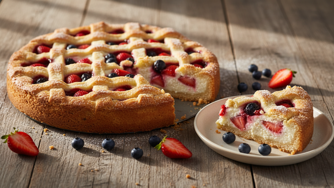 Linecký koláč s tvarohem a ovocem – tradiční recept