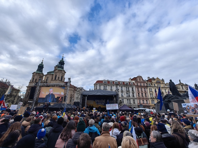 Demonstrace na podporu Ukrajiny. 