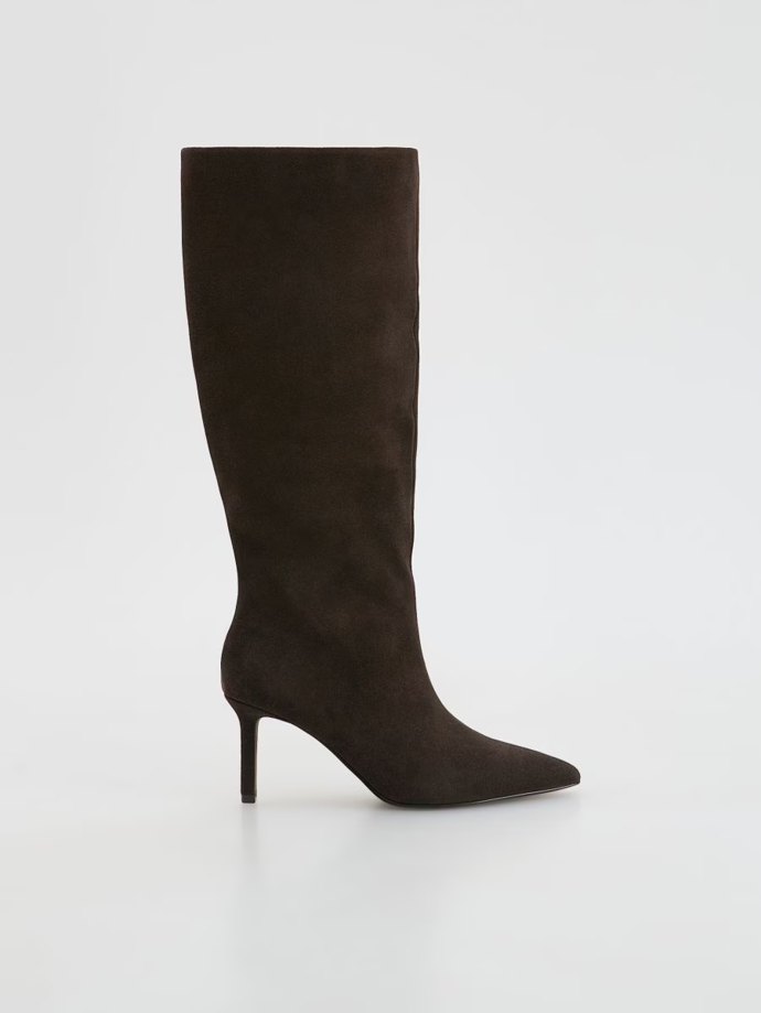 Kožené kozačky s jehlovým podpatkem, Reserved, 2599 Kč