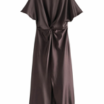 Texturované saténové midi šaty s krátkým rukávem a překroucením vpředu, Next, 1177 Kč