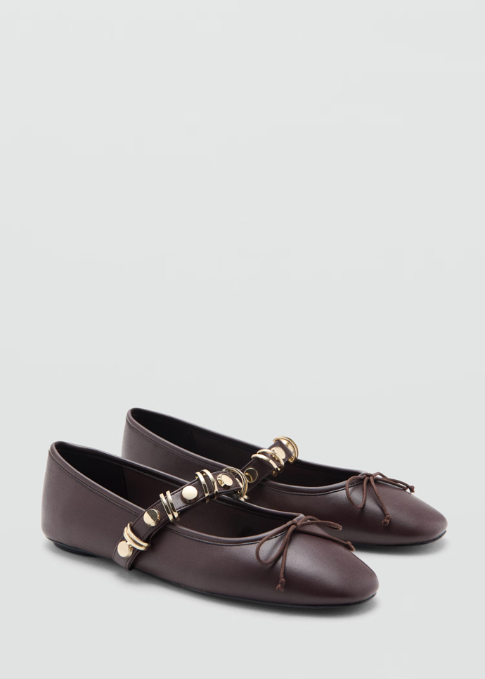 Baleríny s páskem a kovovými detaily, Mango, 1299 Kč