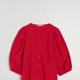 Viskózová košilová blůza s nabíranými rukávy, Sinsay, 259 Kč