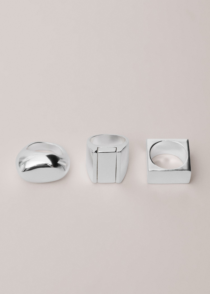 Sada 3 kombinovaných prstenů, Mango, 599 Kč