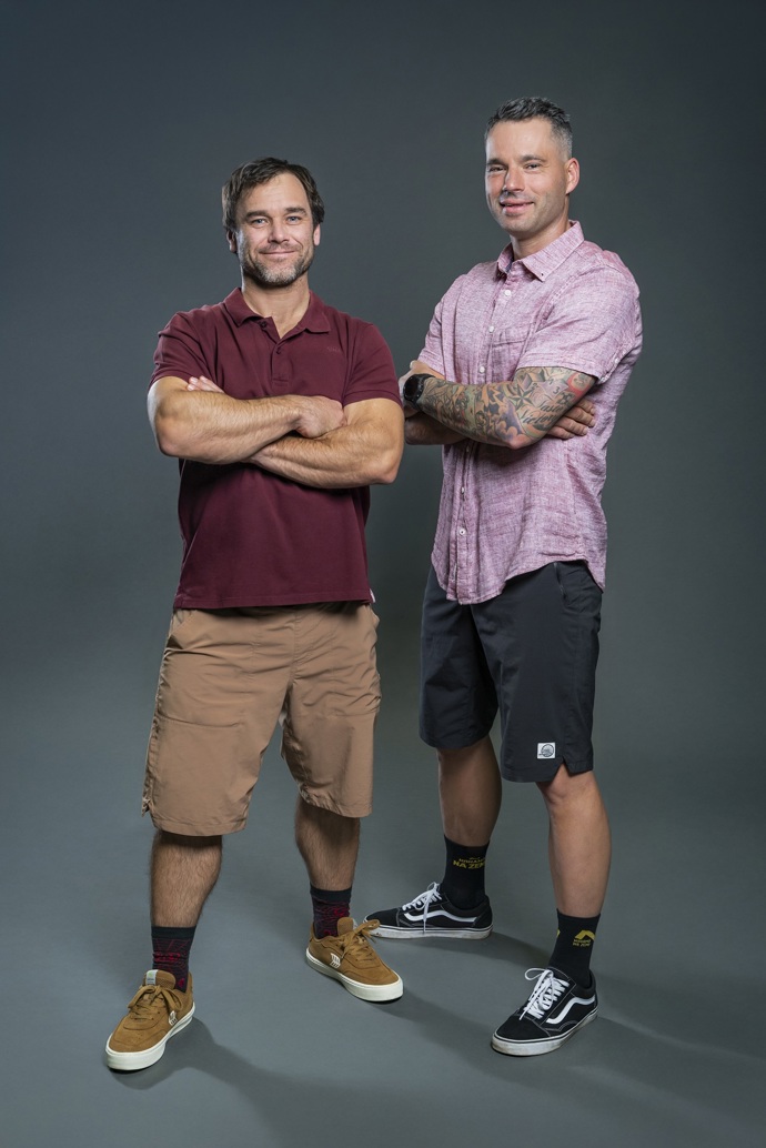 Vavřinec Hradilek s cyklistou Tomášem Slavíkem.