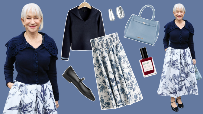 Takhle vypadá dokonalý jarní outfit pro starší dámy: Helen Mirren oblékla vintage svetřík s rafinovanou sukní