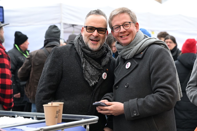 Aleš Cibulka s Michalem Jagelkou dorazili na demonstraci. 