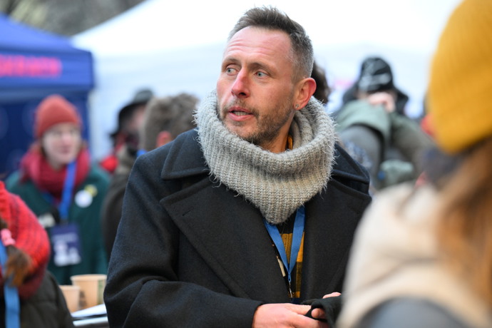 Jan Tuna během demonstrace.