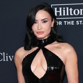 Demi Lovato vynesla na letošní ročník Grammy černé flitrové šaty s výstřihem, který jí příliš nelichotil a vnady utiskoval.