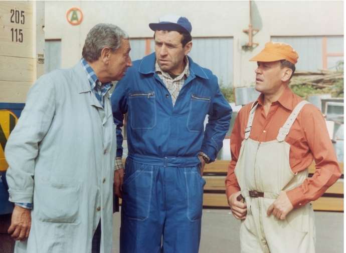 snímek z filmu Zítra budeme chytřejší, staroušku (Jiří Lír, František Peterka, Karel Augusta)