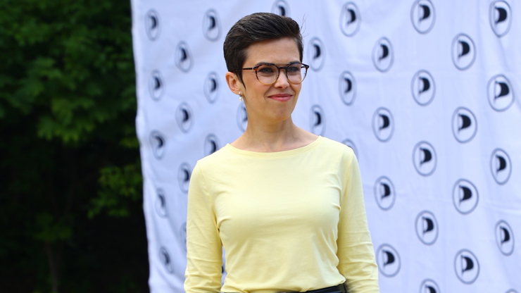 Olga Richterová na zahájení kampaně Pirátů.