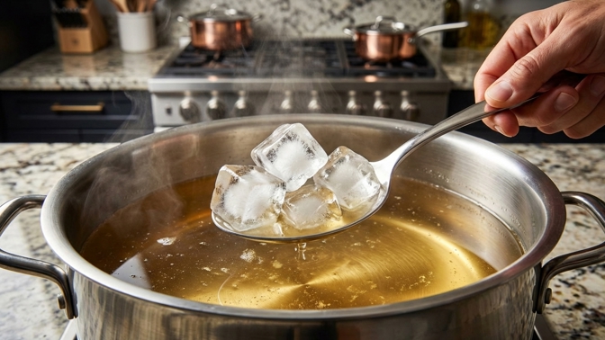 Jak odstranit pěnu z vývaru? Zkuste rychlý trik s ledem