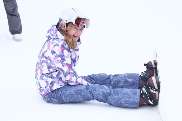 O zábavu během lekce snowboardu nebyla nouze.