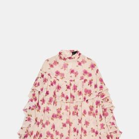 Blůza s květinovým potiskem a volány, Zara, 849 Kč