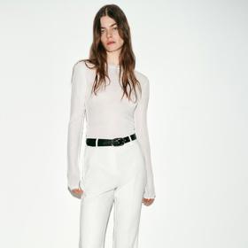 Kalhoty rovného střihu s páskem, Zara, 849 Kč