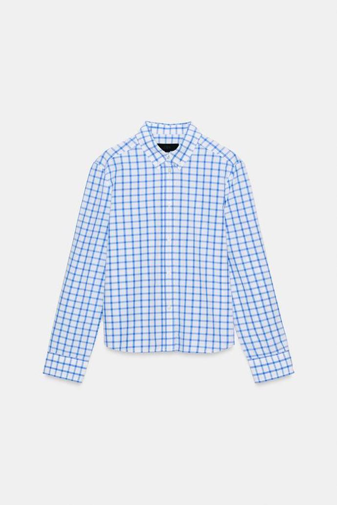 Kostkovaná popelínová košile, Zara, 649 Kč