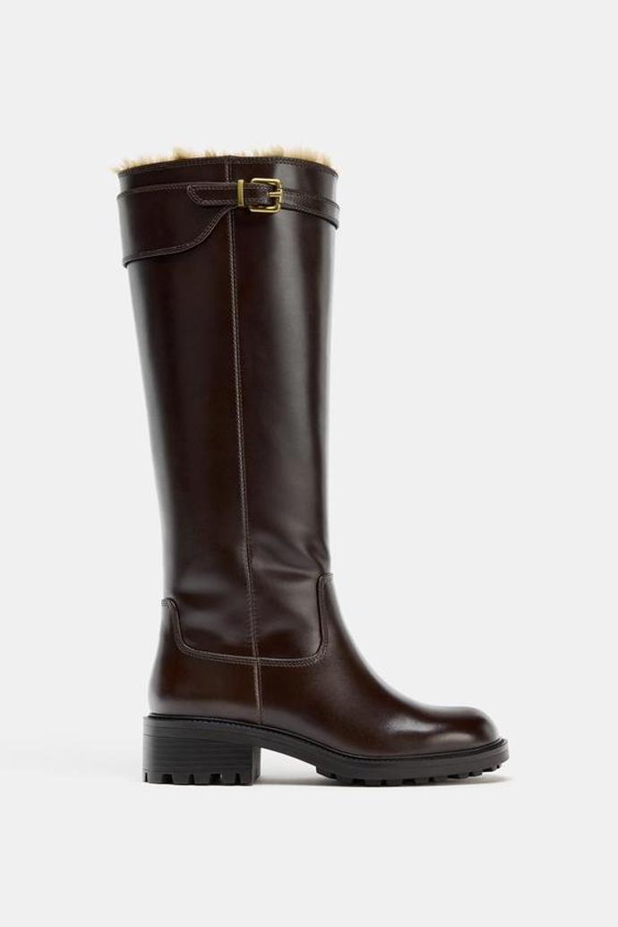 Kožené voděodolné holínky s přezkou, Zara, 2999 Kč