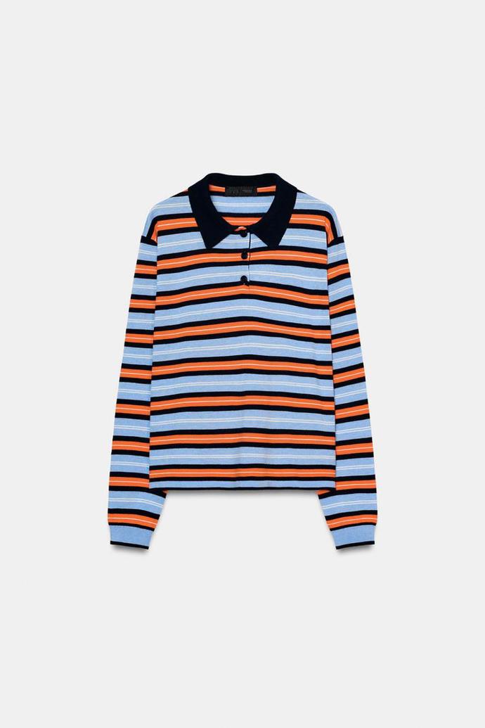 Pruhovaná úpletová polokošile, Zara, 699 Kč