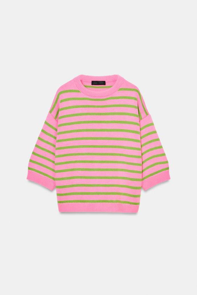 Úpletový svetr s proužky, Zara, 699 Kč
