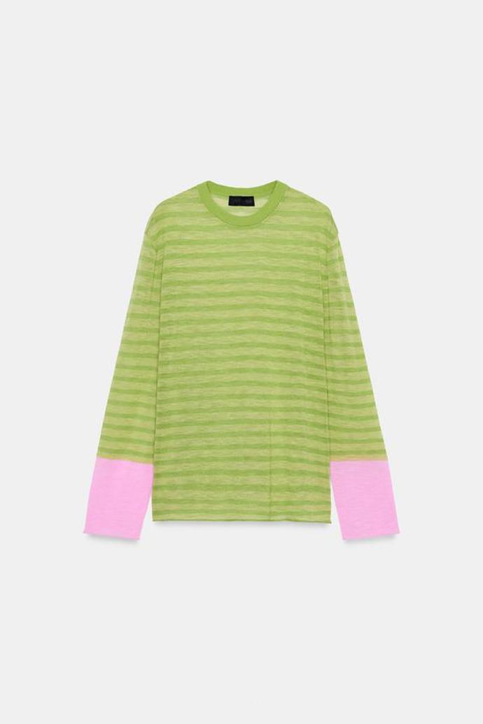 Úpletový svetr s proužky, Zara, 699 Kč